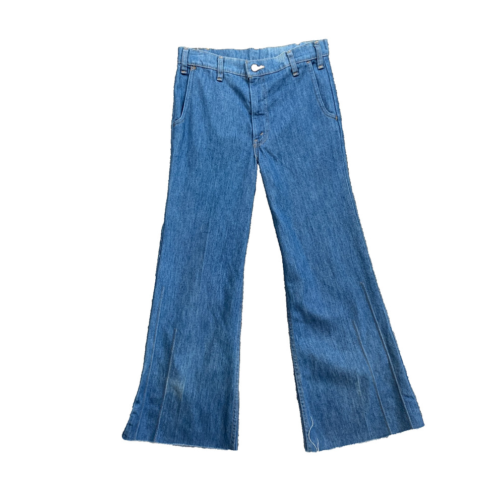 Vintage Levis Jeans Mens 30 Retro Ultra Wide Bell Bottom Flare Disco 70s Raw Hem